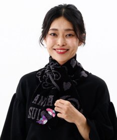 AURORA 【 ANNA SUI（アナ スイ）】マイメロディ&クロミ 刺しゅうブローチ付きモールニットマフラー