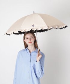 MOONBAT 【WEB限定/遮光率100%/遮熱/UV】POLO RALPH LAUREN（ポロ ラルフローレン）晴雨兼用日傘 ワンポイント ポロベア刺繍 フリル 長傘