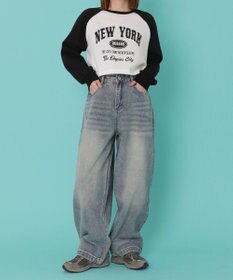 WEGO バックポケットロゴバギーデニム