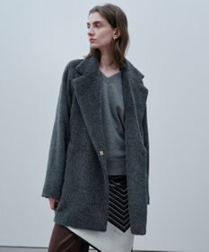 BEIGE， GROVE / アルパカシャギーハーフコート M.Gray
