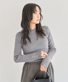 Green Parks もちやわ袖口釦リブニットプルオーバー