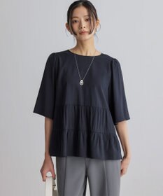 組曲 バウンディングシャーティング ブラウス ネイビー系