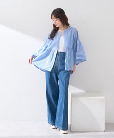 earth music&ecology コットンボイルギャザーシャツ