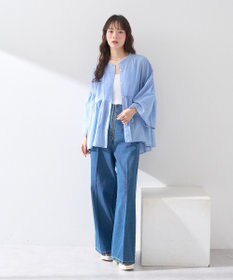 earth music&ecology コットンボイルギャザーシャツ