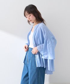 earth music&ecology コットンボイルギャザーシャツ