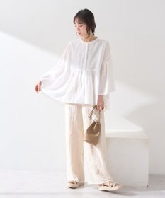 earth music&ecology コットンボイルギャザーシャツ