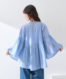 earth music&ecology コットンボイルギャザーシャツ