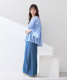 earth music&ecology コットンボイルギャザーシャツ