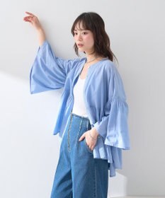 earth music&ecology コットンボイルギャザーシャツ