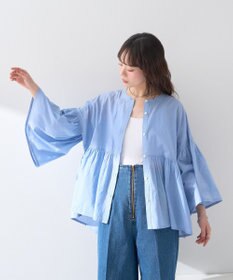 earth music&ecology コットンボイルギャザーシャツ