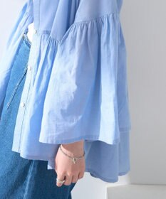 earth music&ecology コットンボイルギャザーシャツ