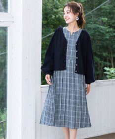 Tiaclasse 【洗える】大人上品なニットカーデ＋ワンピースセット