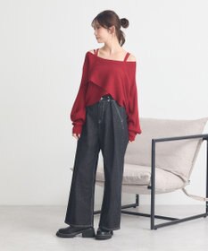 earth music&ecology 【2WAY】【洗濯機洗い可】SET2点クロスニット＋キャミソール