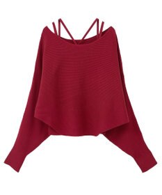 earth music&ecology 【2WAY】【洗濯機洗い可】SET2点クロスニット＋キャミソール