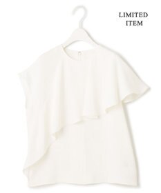 ICB 【接触冷感・UVケア・防シワ・洗える】エステルダブルクロス  ラッフルデザインブラウス