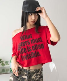 WEGO グラフィックオフショルショートT