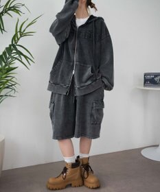 WEGO ロゴヴィンテージウォッシュジップパーカー