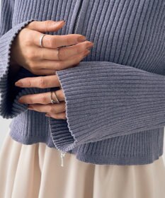 earth music&ecology ミニベロアダブルジップカーディガン