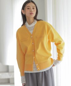 組曲 スウェットニット カーディガン シャーベットオレンジ系