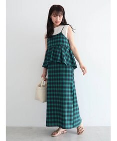 Green Parks チェックペプラムキャミワンピース