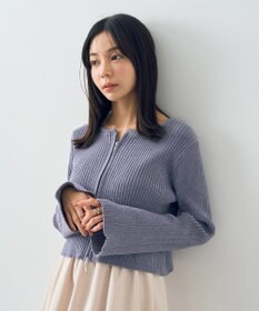 earth music&ecology ミニベロアダブルジップカーディガン