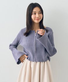 earth music&ecology ミニベロアダブルジップカーディガン