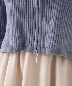 earth music&ecology ミニベロアダブルジップカーディガン