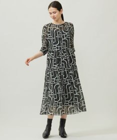 自由区 S ジオメトリックレトロプリント ワンピース