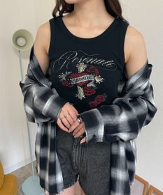 WEGO ラインストーンハートグラフィックタンク