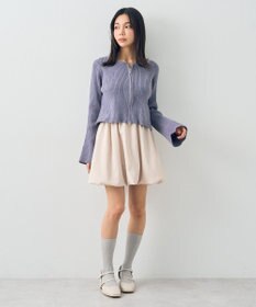 earth music&ecology ミニベロアダブルジップカーディガン