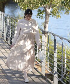 Tiaclasse 【洗える】ドッキングツイードワンピース