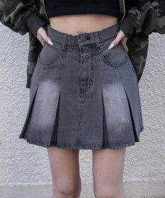 WEGO デニムプリーツミニスカート