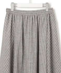 23区 【洗える】リネンコットンストライプ ギャザー スカート