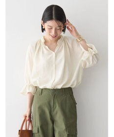 AMERICAN HOLIC 接触冷感　フリル衿５分袖ブラウス