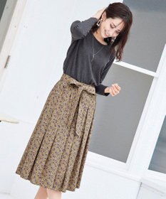 Tiaclasse 【洗える】1枚でコーディネートが決まる花柄ニットドッキングワンピース