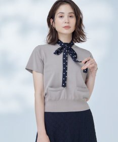 組曲 S 【洗える・6色展開】ポケット付き 半袖ニット