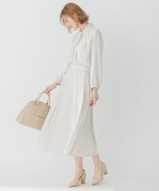 23区 L 【洗える】トライアングルプリント ネックデザイン ブラウス