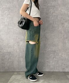 WEGO ヴィンテージウォッシュサイドカットデニムパンツ