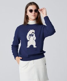 PW CIRCULUS 【WOMEN】【洗える】ベアスタンドモチーフ ラグランスリーブ クルーネック ニット