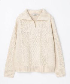 ANY 【洗濯機可】スキッパーソフトタッチアラン柄ニット