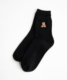 WEGO ハートクマ刺繍ソックス