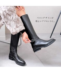 Pointer 本革ベルトデザイン 裏起毛 ロングブーツ