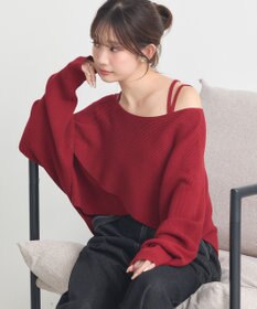 earth music&ecology 【2WAY】【洗濯機洗い可】SET2点クロスニット＋キャミソール