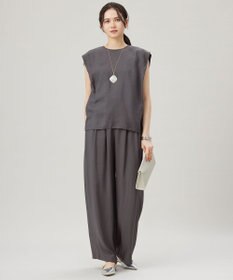 自由区 S 【セットアップ対応・接触冷感・UVケア・洗える】エアリーツイルノースリーブ ブラウス