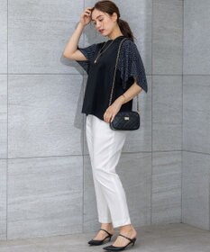 23区 L 【Lサイズ限定/洗える】スカーフプリントコンビ スリーブデザイン カットソー