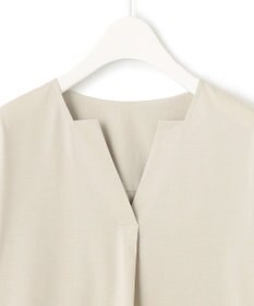 ICB L 【洗える】 ブラウスライクジャージー ヘンリーネックカットソー