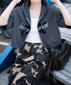 WEGO スターロゴ半袖ジップパーカー