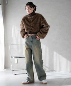 WEGO ラインストーンストレートデニムパンツ