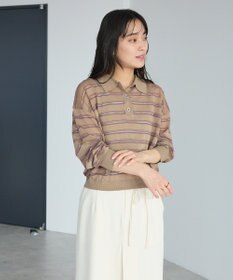 CRAFT STANDARD BOUTIQUE シアーボーダーポロ衿ニットプルオーバー