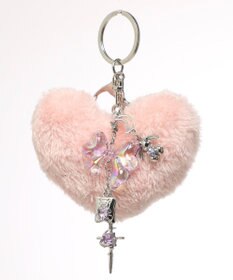 WEGO ファーハートビーズチャームキーホルダー